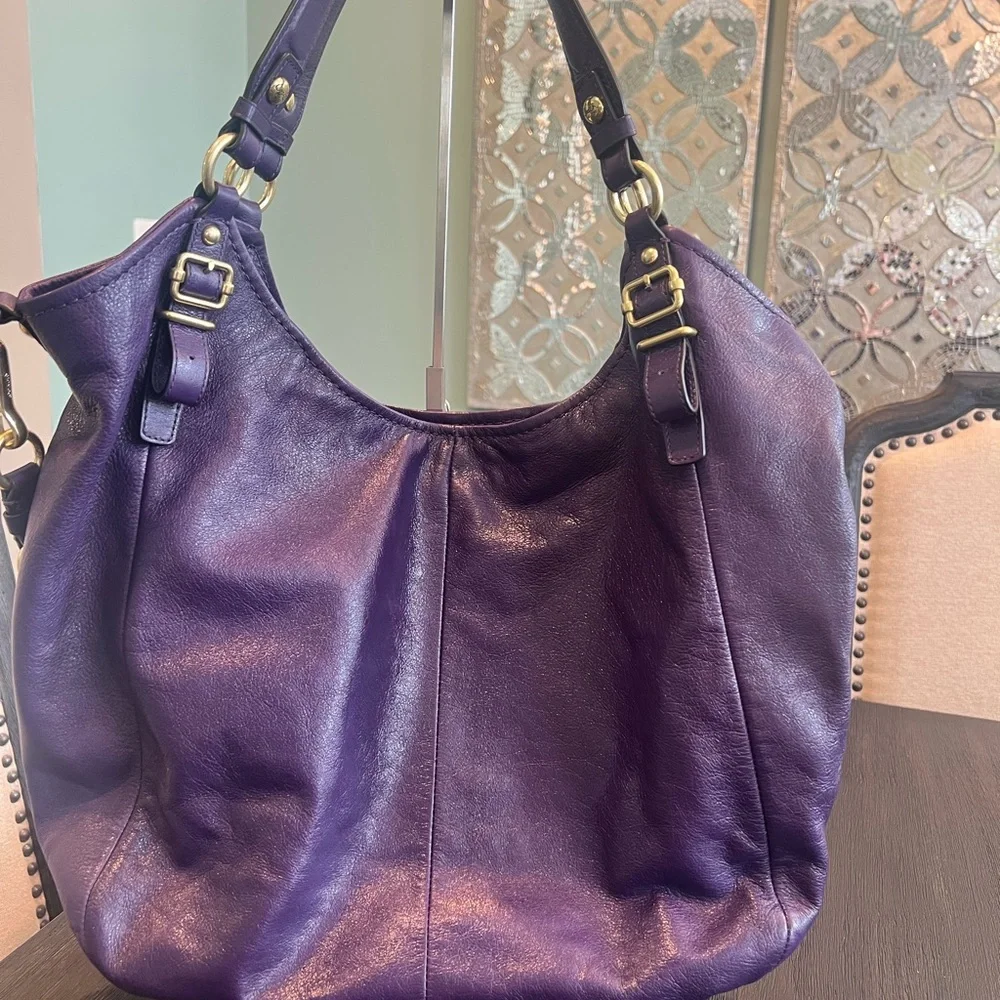 Coach 15958 Madison Purple Leather Large Convertible Shoulder Bag